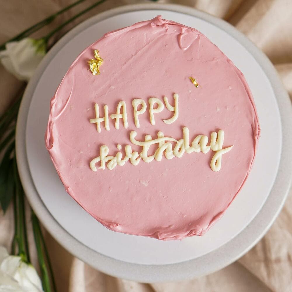 Розовый Бенто Торт "Happy Birthday"