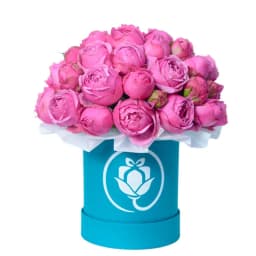 Ծաղկիներով տուփ ‹TIFFANY› պիոնավարդերով