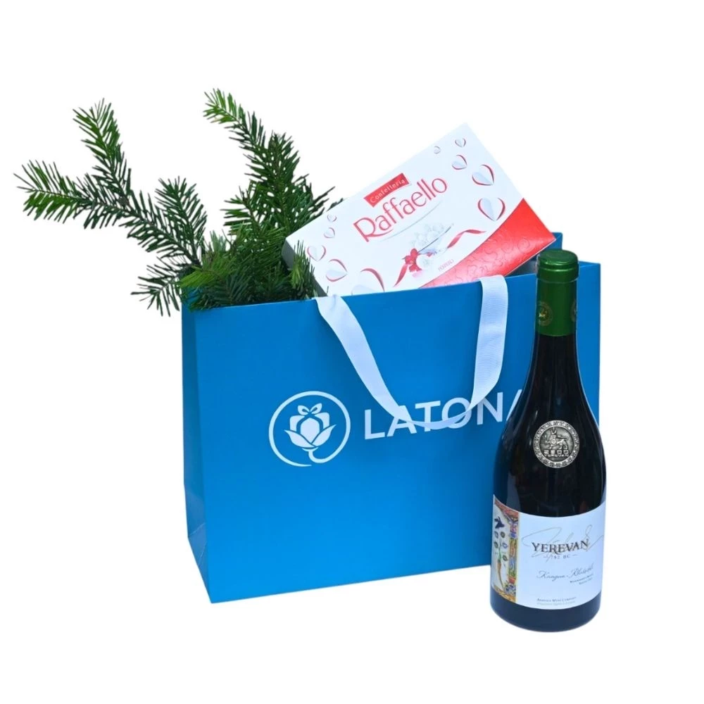 Festive Gift Bag with Wine