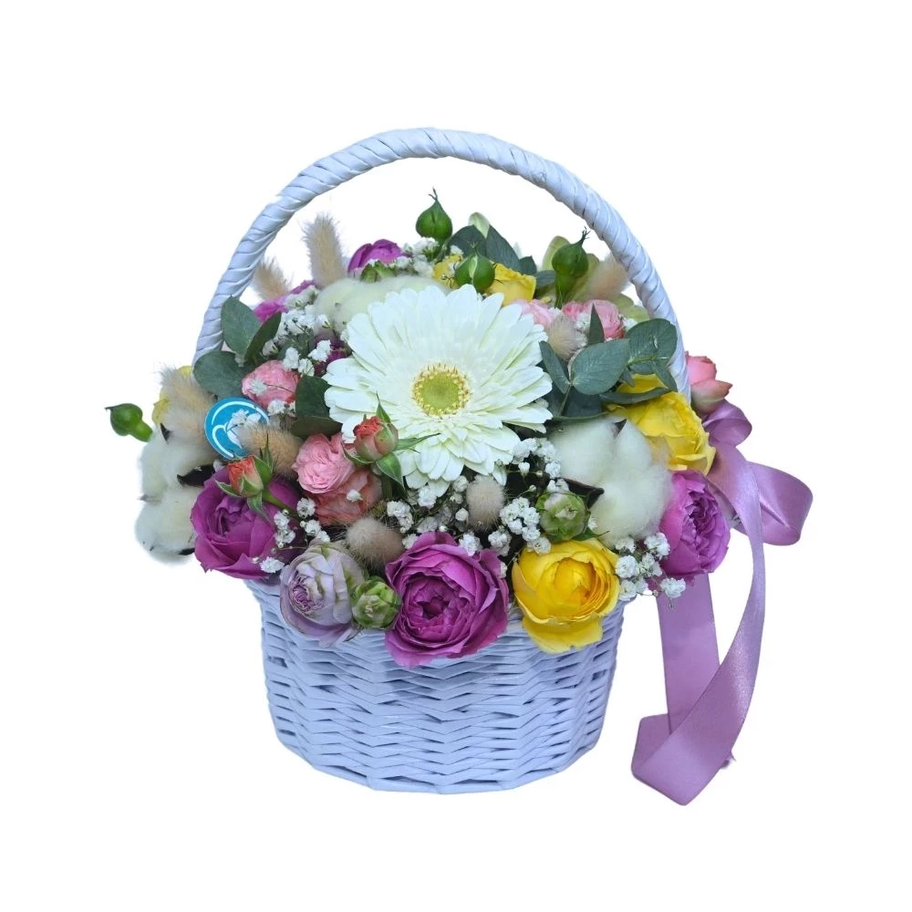 Basket Alicia with Multicolor Flowers