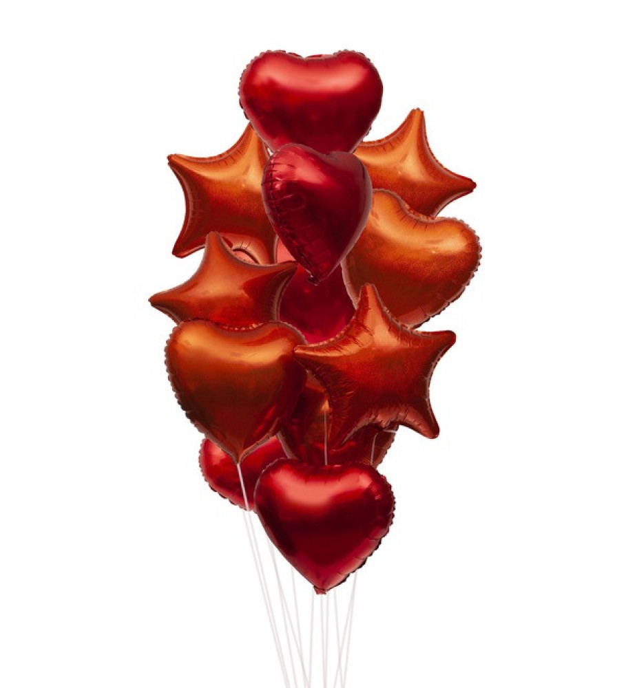 9-Foil Star and Heart Balloon Bouquet