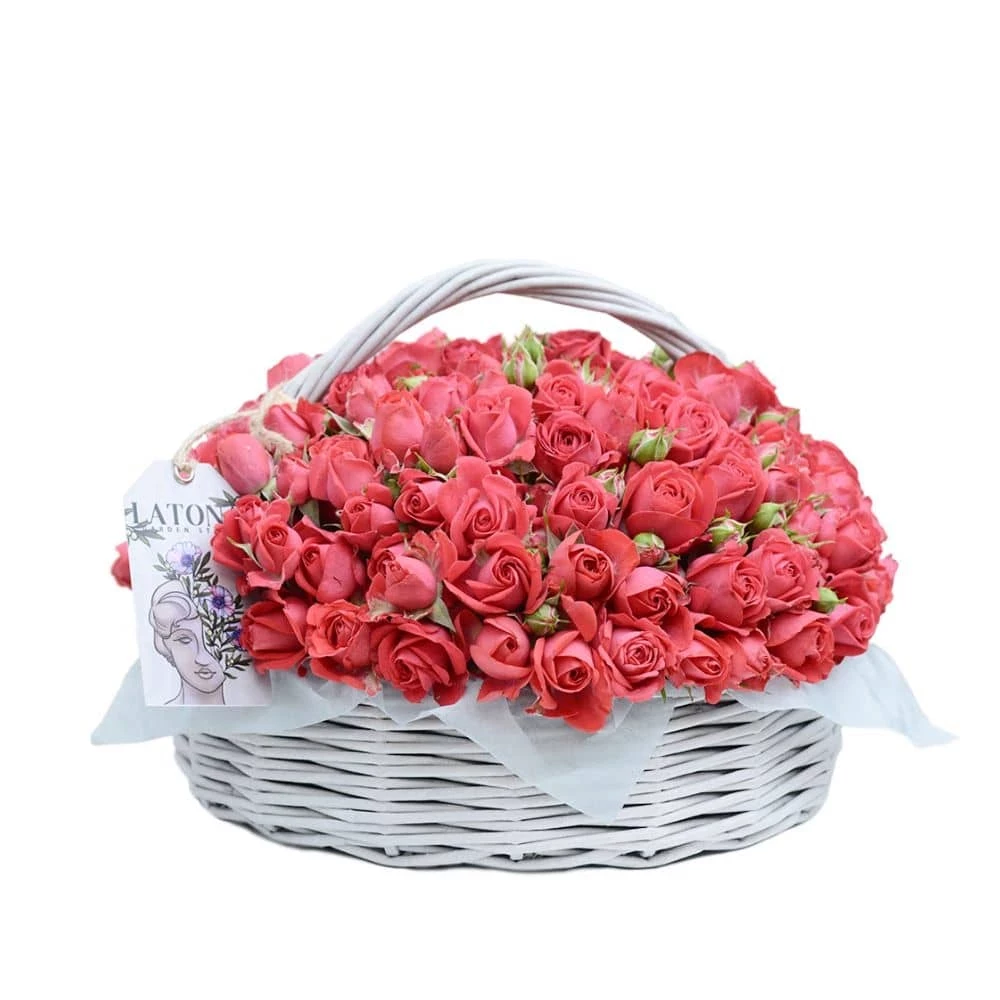 Red roses Artemis in a basket