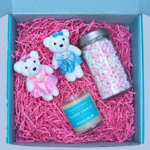 Cozy Gift Box with Teddy Bears, Marshmallows