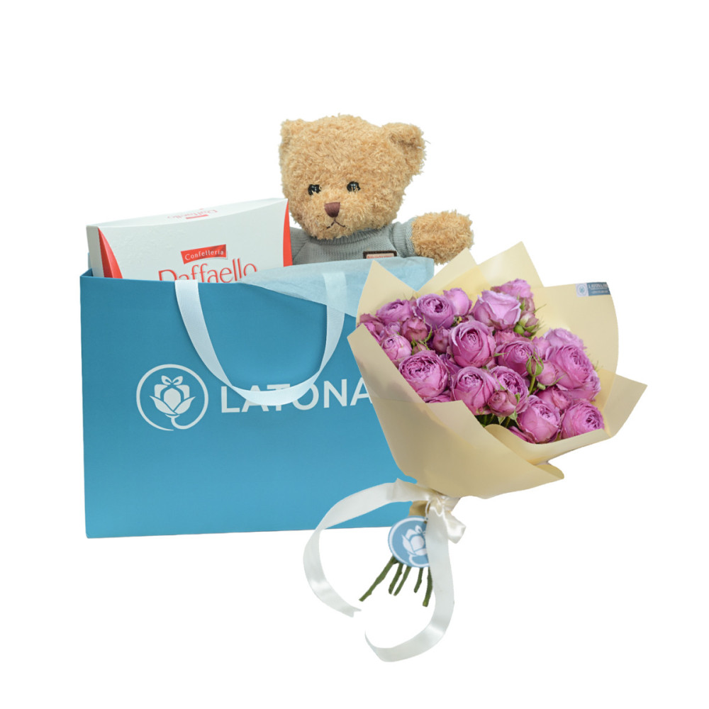 Gift Set ‹COMBO 2› with bouquet and bear