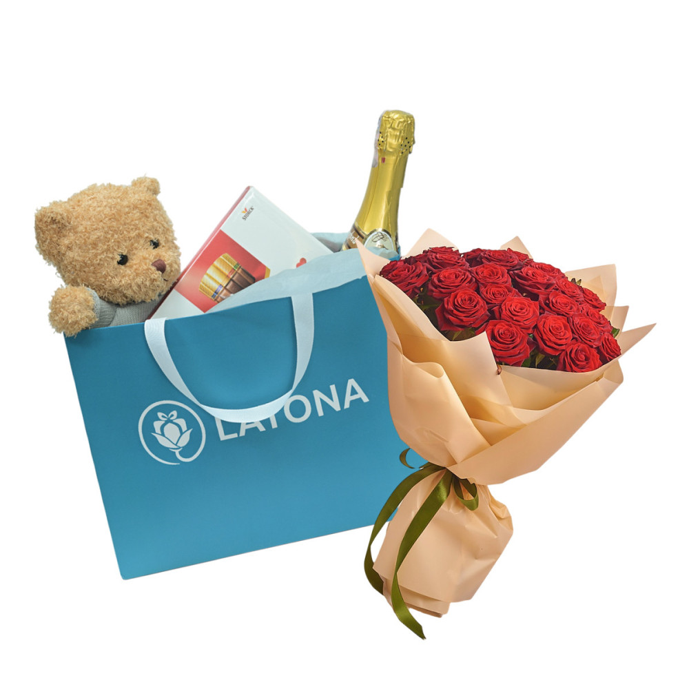 Gift Set ‹COMBO 3› with bouquet and bear