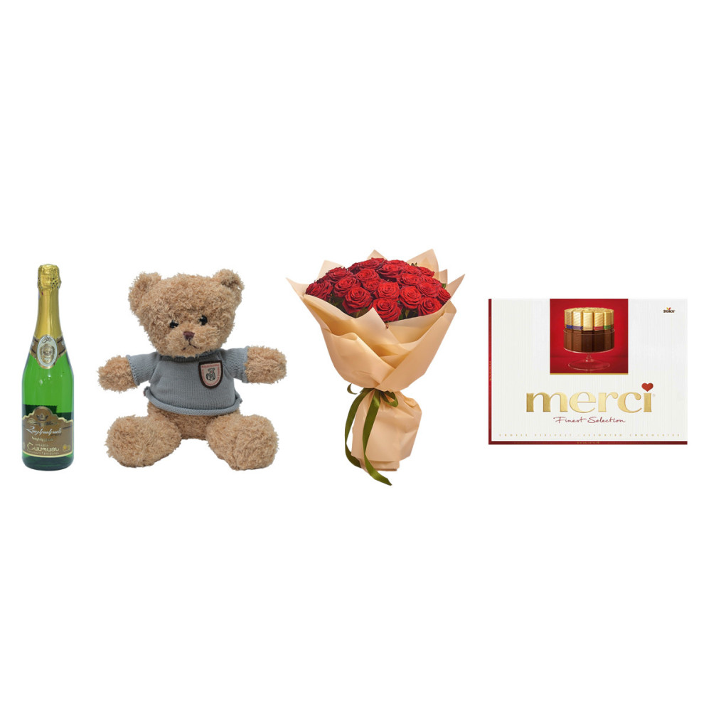 Gift Set ‹COMBO 3› with bouquet and bear