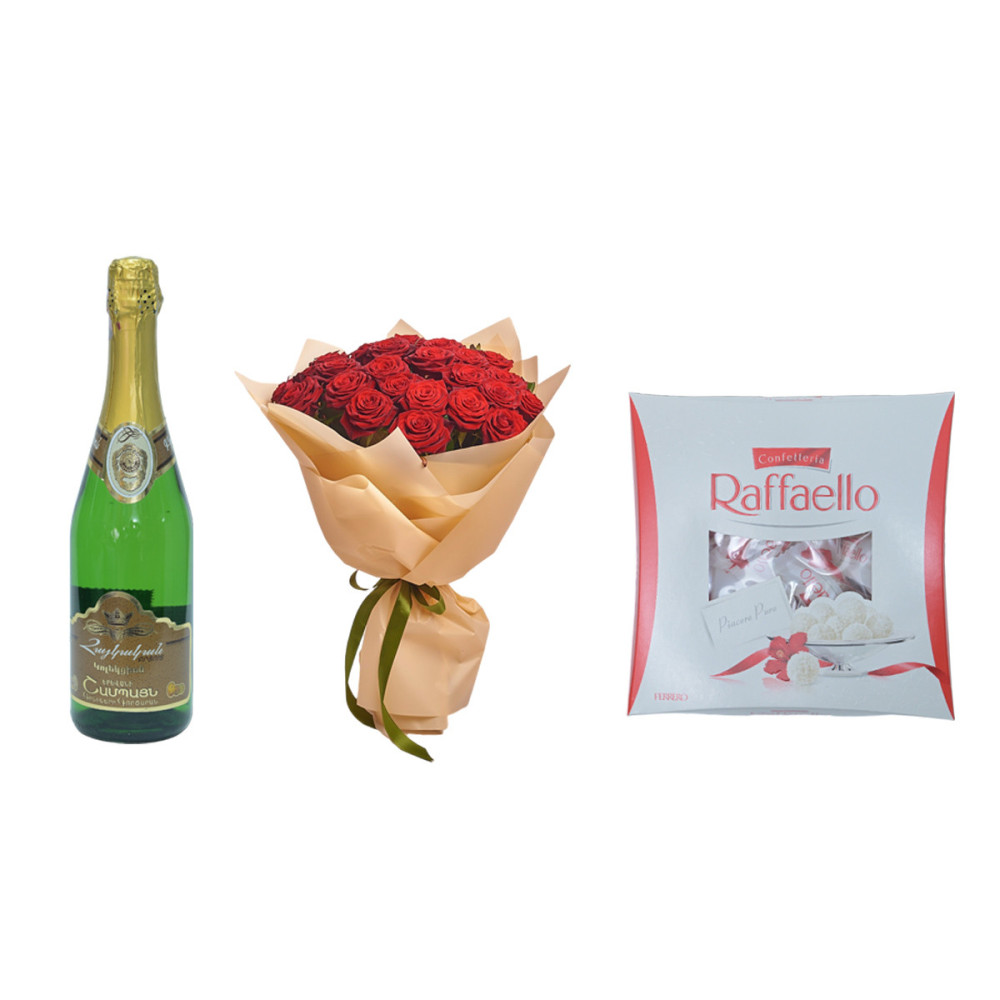 Gift Set ‹COMBO 4› with bouquet and champangne