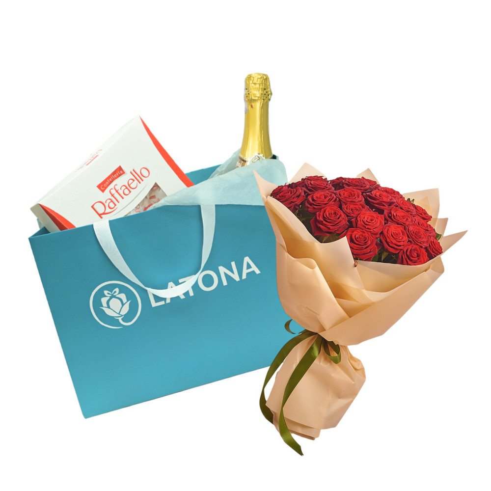 Gift Set ‹COMBO 4› with bouquet and champangne