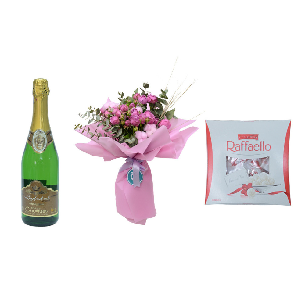 Gift Set ‹COMBO 5›  with bouquet and champangne