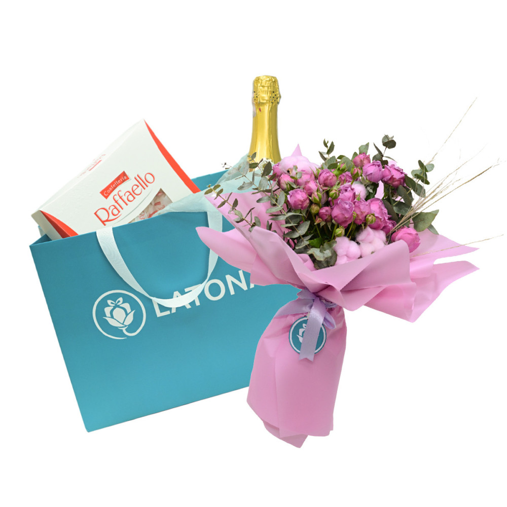 Gift Set ‹COMBO 5›  with bouquet and champangne